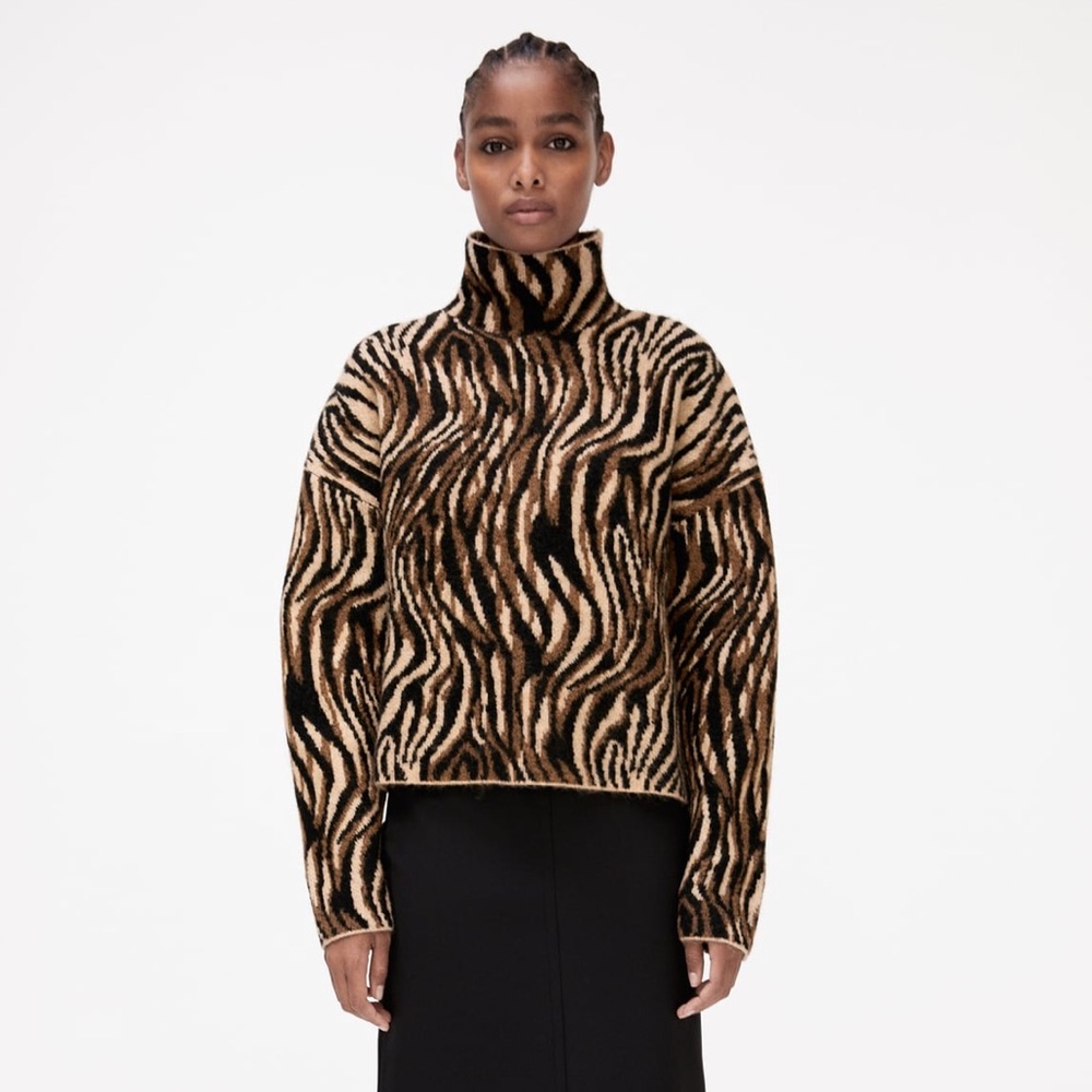 Zara Jacquard Knit Animal Pattern Sweater